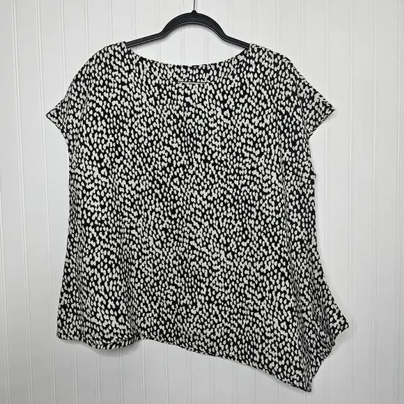 bryn WALKER Black White Linen Ivy Top Size XS Lagenlook Oversized Asymmetrical - Picture 7 of 7